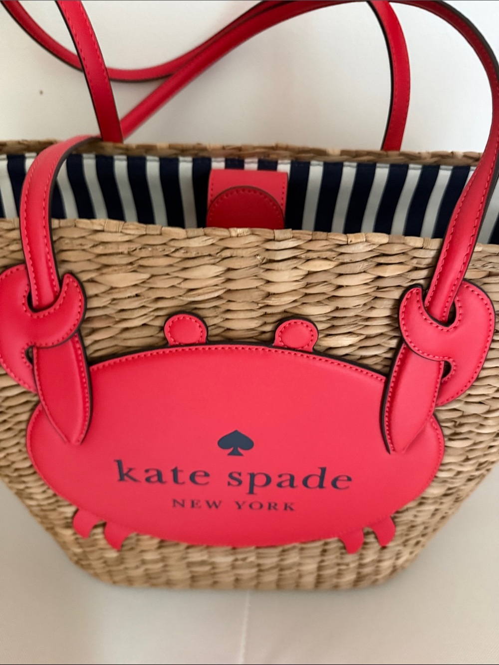 kate spade Straw Tote with Red Crab Applique - Picture 2 of 6